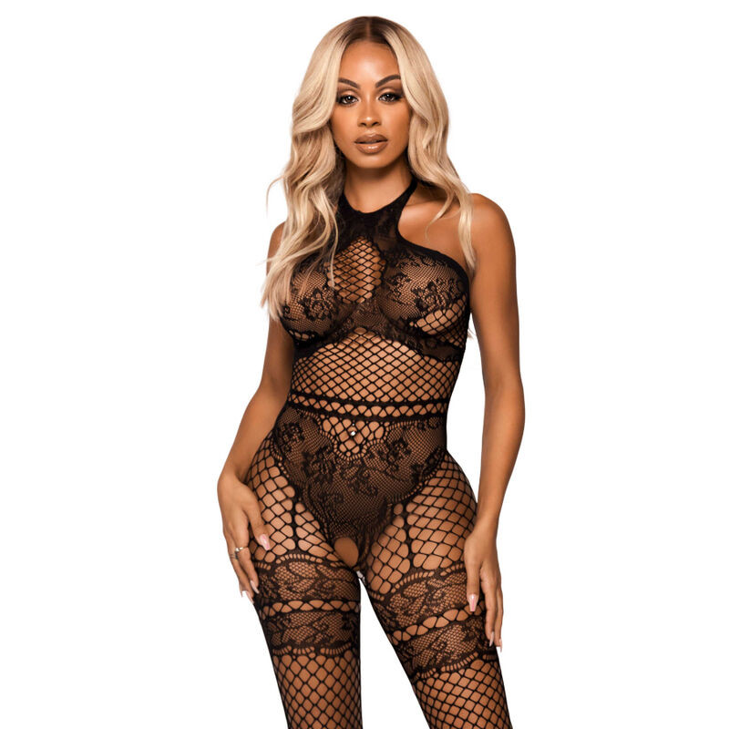 Leg Avenue - Net Halter Bodystocking Taille Unique - Noir